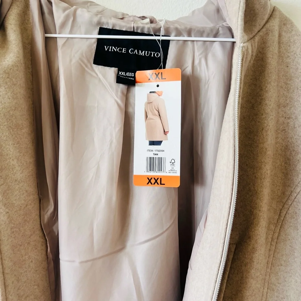 Vince Camuto Tan Trench Coat Modern Minimalist Design - Picture 5 of 15